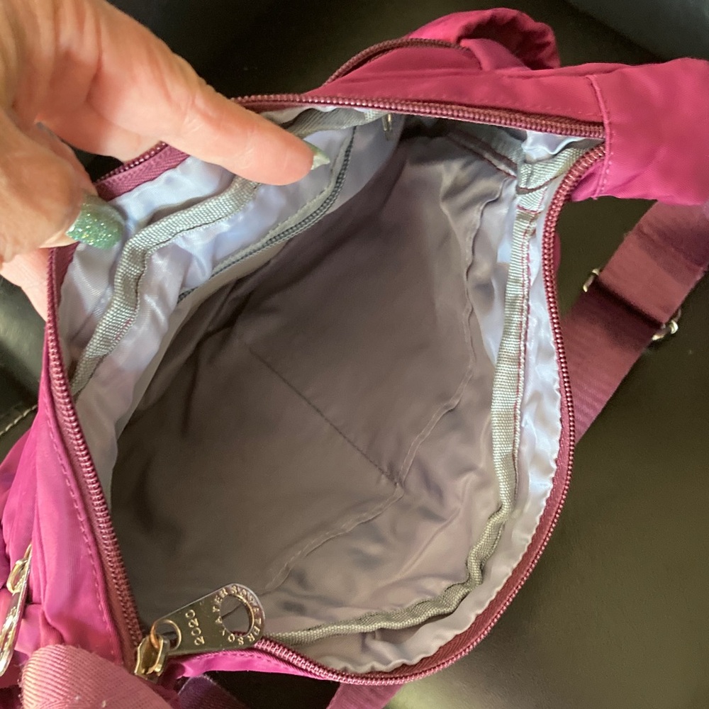 PurpleCrossbody Bag with Multiple Zip Pockets - Picture 4 of 4